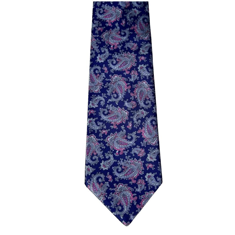 Lilly Dache Blue Paisley Silk‎ Blend Woven Classic Pointed Tie Men's One Size